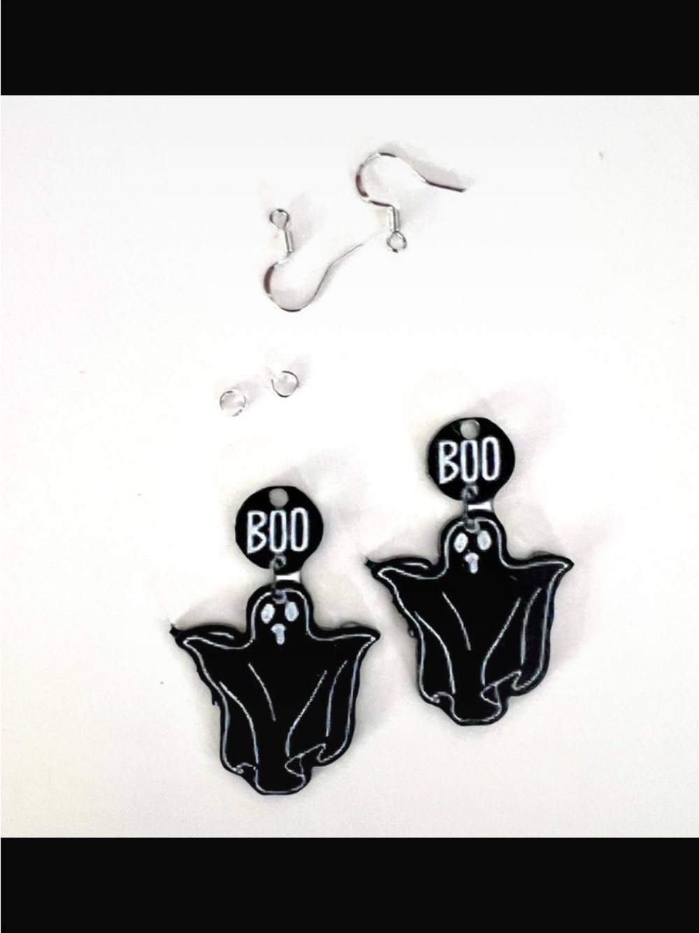 Hand Crafted Black 'Boo' Ghost Dangle Earrings KIT